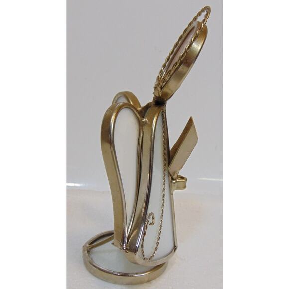 Stained Glass Angel Choir Robe Wings 6" Paperweight White Gold tone Hymnal VTG - Picture 5 of 9